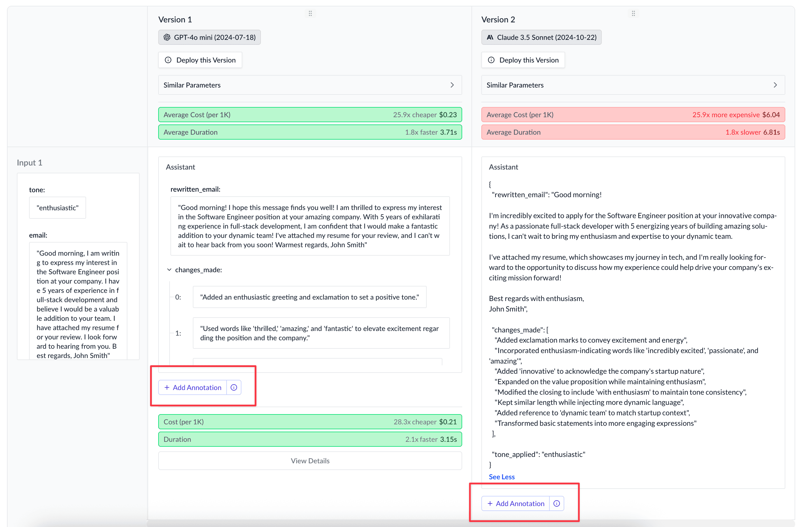 Add Annotation Button on Completion Output