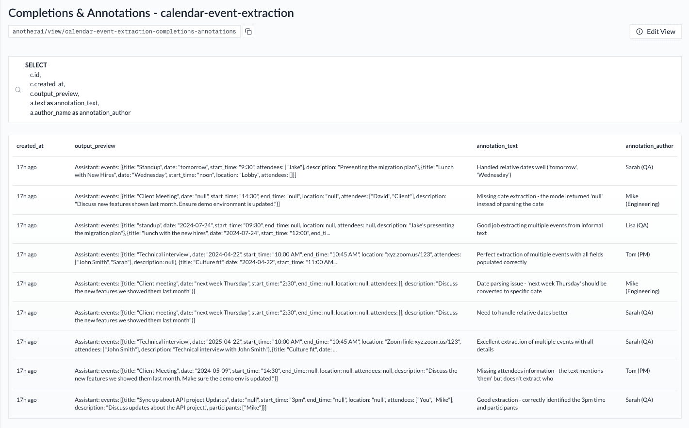 Calendar Event Completions and Annotations