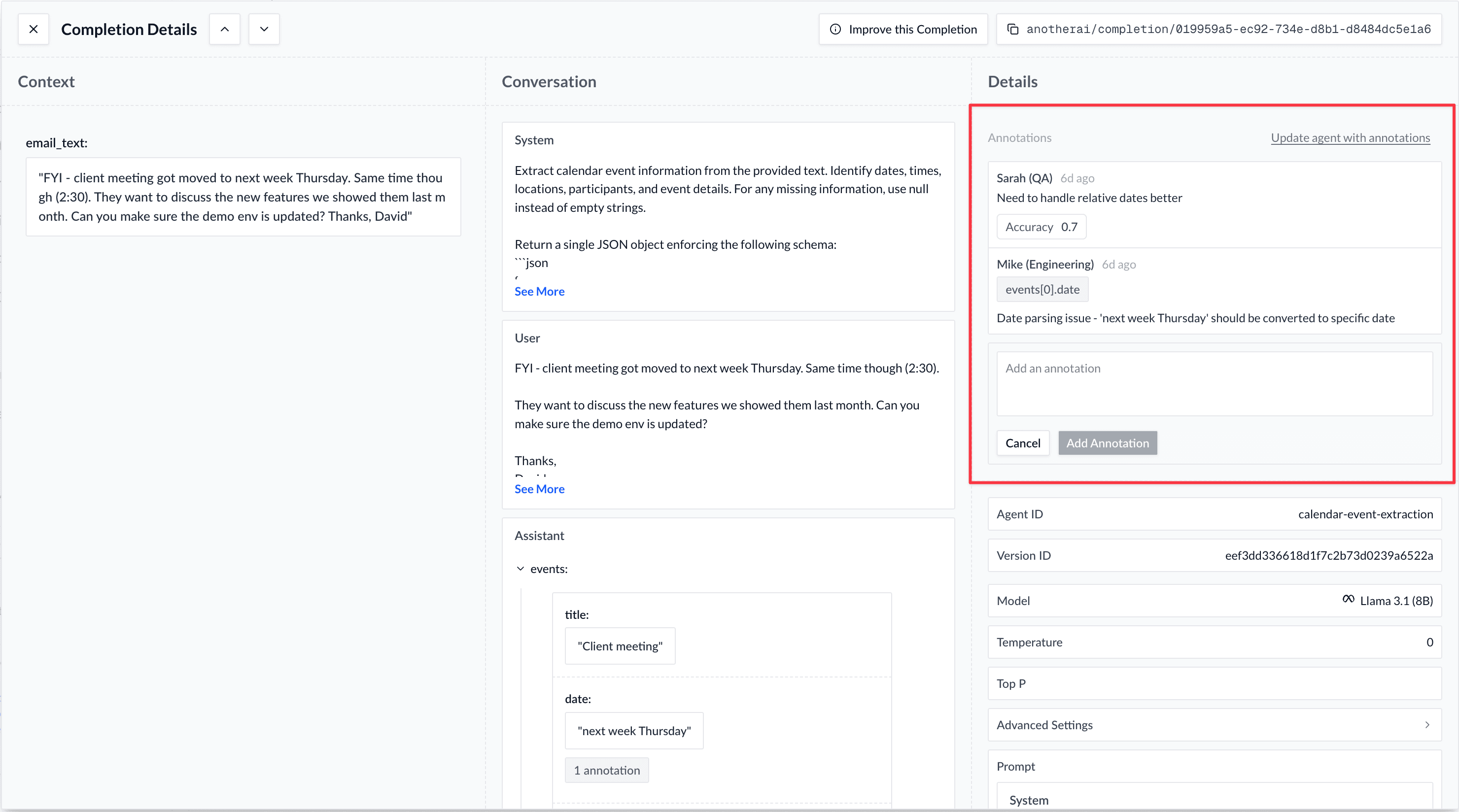 Text-based Annotations in AnotherAI