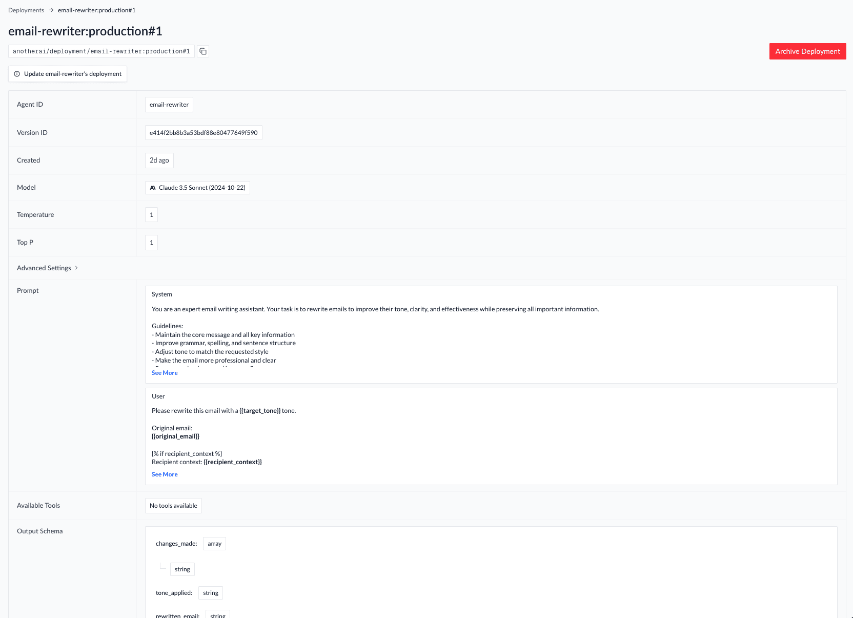 Deployment Individual View