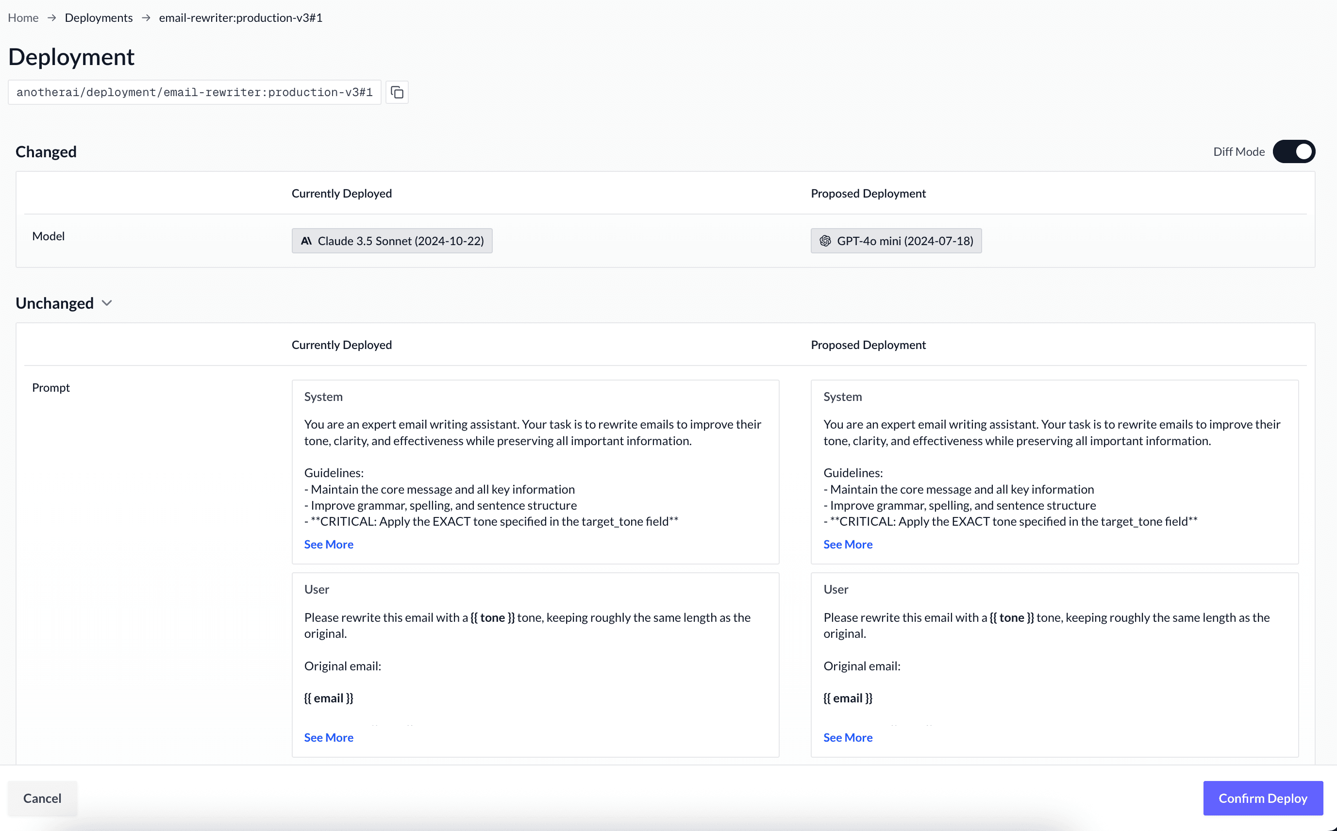 Deployment Update Confirmation