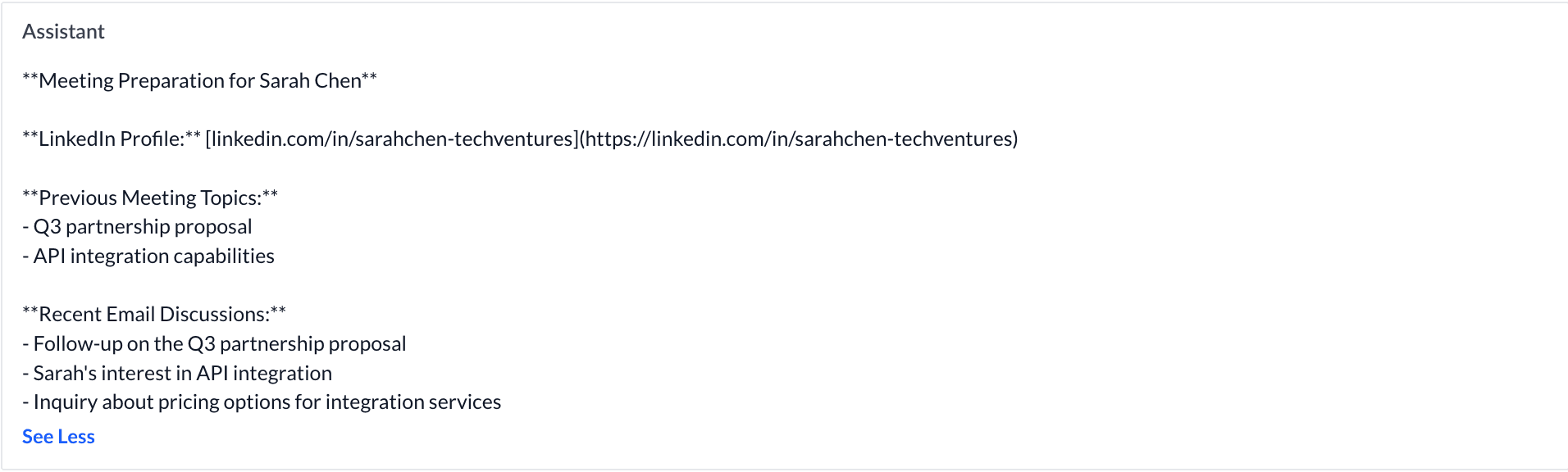 Meeting Prep Structured Output