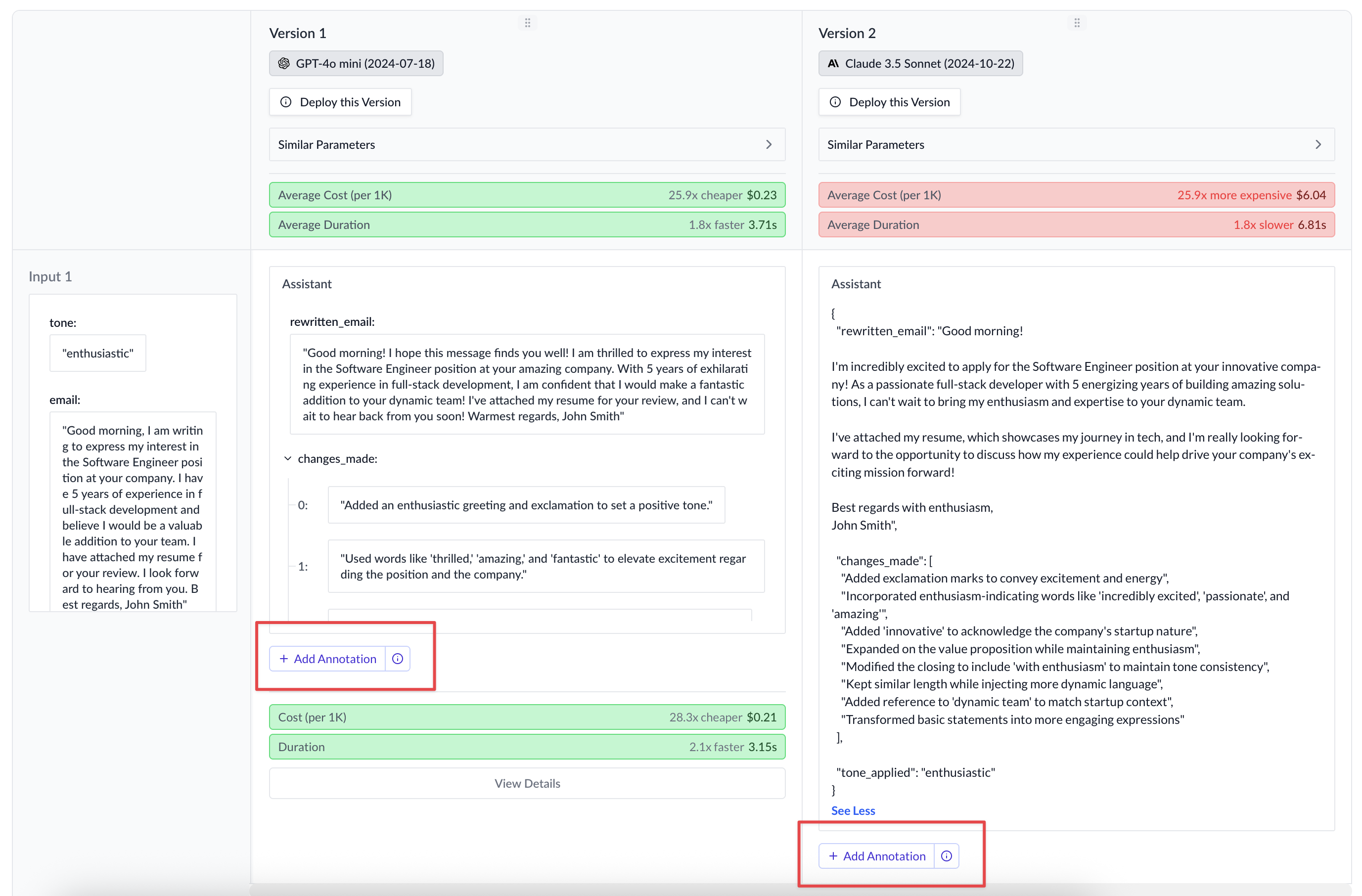 Add Annotation Button on Completion Output